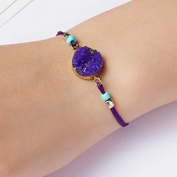 Jewelry - Adjustable Purple Geode bracelet NWT